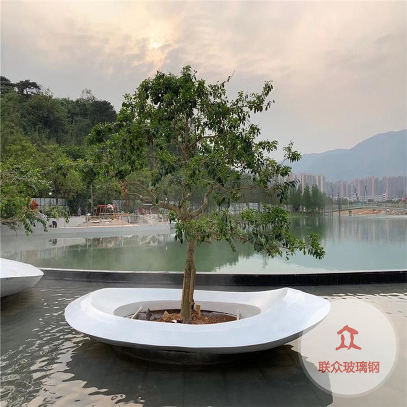 大型玻璃鋼種植池戶外綠化園林商場(chǎng)休閑座椅玻璃鋼樹池坐凳雕塑